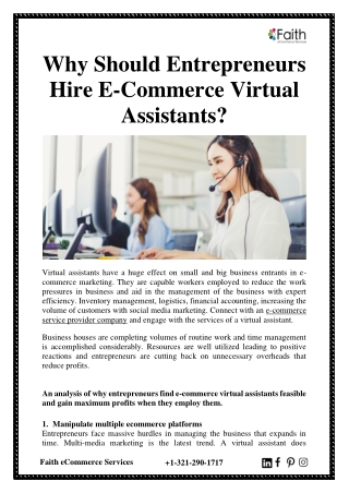 Why Should Entrepreneurs Hire E-Commerce Virtual Assistants?
