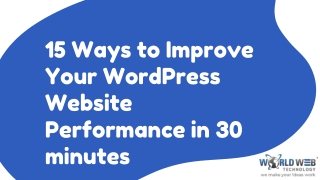 15 Ways to Improve Your WordPress Website Performance in 30 minutes