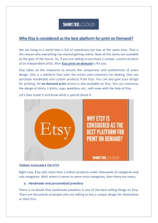 Why Etsy is considered as the best platform for print on Demand?