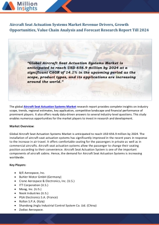 Aircraft Seat Actuation Systems Market