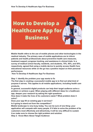 How To Develop A Healthcare App For Business