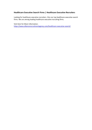 Healthcare Executive Search Firms - Healthcare Executive Recruiters