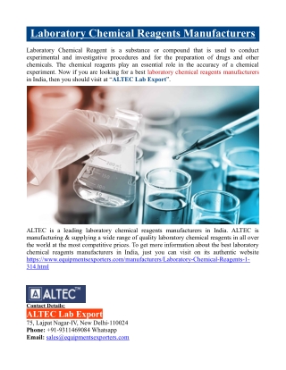 Laboratory Chemical Reagents Manufacturers