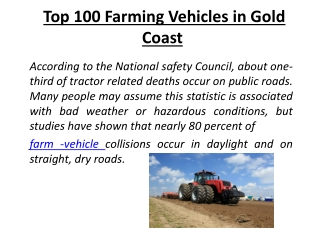 Top 100 Farming Vehicles in Gold Coast
