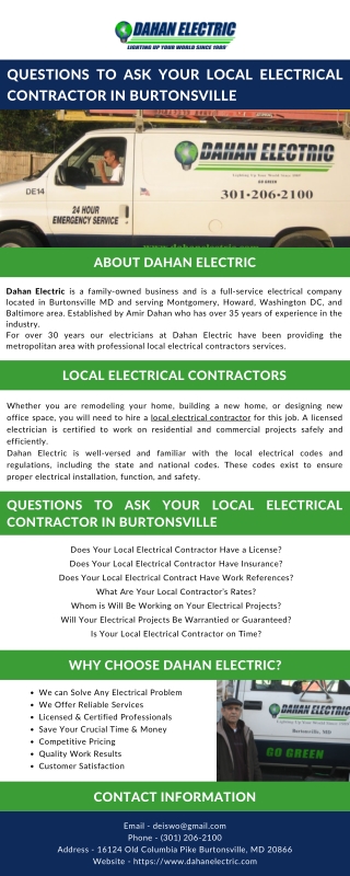 Questions to Ask Your Local Electrical Contractor in Burtonsville