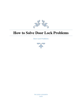 How To Solve Door Lock Problems