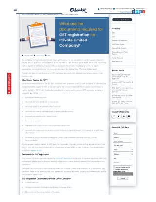 What are the Documents Required for GST Registration for Private Limited Company