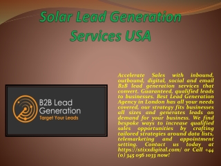 Solar Lead Generation Services USA