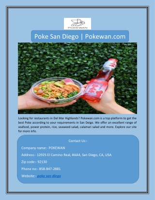 Poke San Diego | Pokewan.com