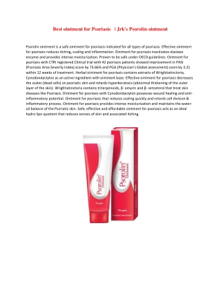 Best ointment for Psoriasis   | Jrk's Psorolin ointment
