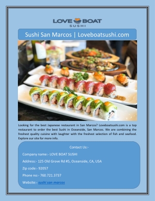 Sushi San Marcos | Loveboatsushi.com