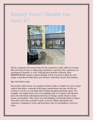 Beauty Store Should you open it