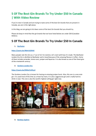 5 Of The Best Gin Brands To Try Under $50 In Canada | With Video Review