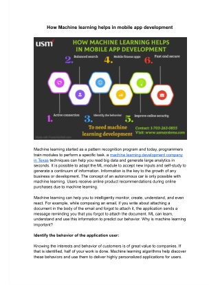 How Machine learning helps in mobile app development