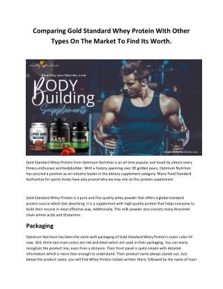 Comparing Gold Standard Whey Protein With Other Types On The Market To Find Its