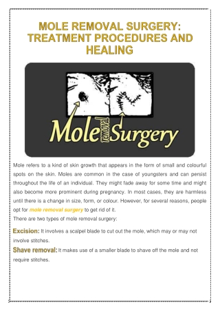 Mole Removal Surgery: Treatment Procedures and Healing