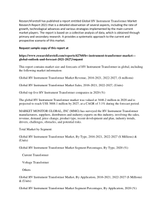 HV Instrument Transformer Market to Witness an Outstanding Growth by 2020 – 2027