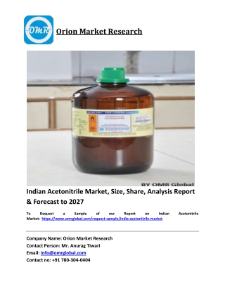 Indian Acetonitrile Market Trends, Size, Competitive Analysis and Forecast 2021-