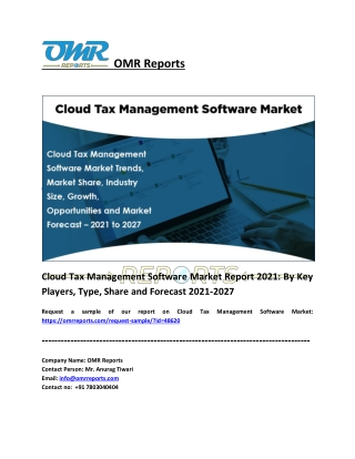 Cloud Tax Management Software Market Share, Trends and Overview 2021-2027