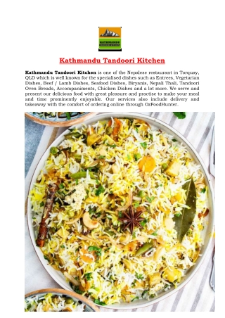 5% Off - Kathmandu Tandoori Kitchen Menu Torquay, QLD