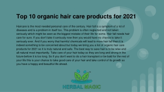 Top 10 organic hair care products for 2021