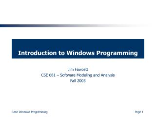 Introduction to Windows Programming