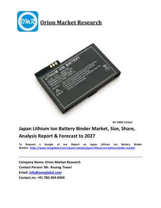 Japan Lithium Ion Battery Binder Market Trends, Size, Competitive Analysis and F