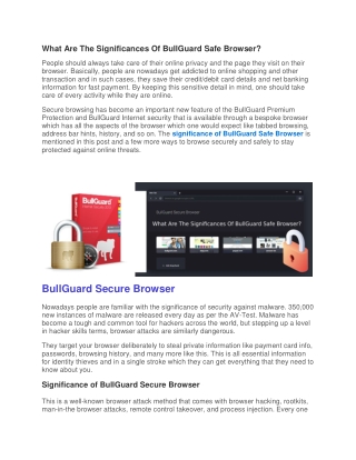 What Are The Significances Of BullGuard Safe Browser?