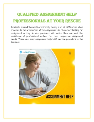 Qualified Assignment Help Professionals At Your Rescue