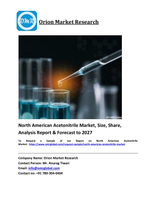 North American Acetonitrile Market Trends, Size, Competitive Analysis and Foreca