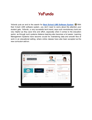 Best School LMS Software System _ Yofundo Learning