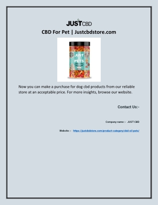 CBD For Pet | Justcbdstore.com
