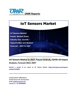 IoT Sensors Market: Analysis Report, Share, Trends and Overview 2021-2027