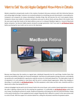 Want to Sell You old Apple Gadgets! Know More in Details