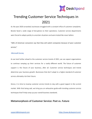 Trending Customer Service Techniques in 2021