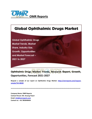 Ophthalmic Drugs Market Size, Share, Impressive Industry Growth, Report 2027