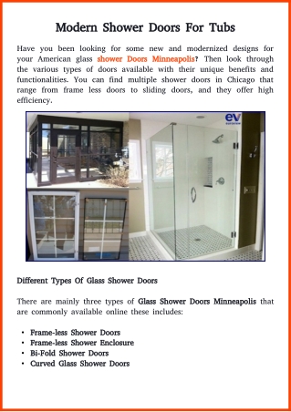 different types of glass shower doors in Minneapolis