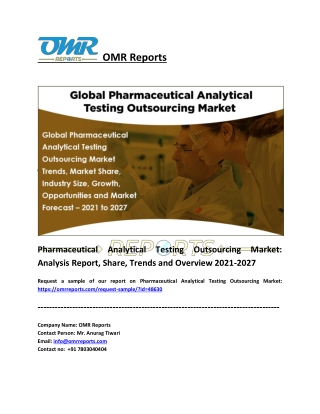 Pharmaceutical Analytical Testing Outsourcing Market Trends and Report 2027