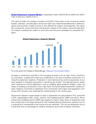 Elastomeric Sealants Market is expected to reach US