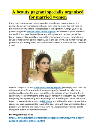A beauty pageant specially organised for married women
