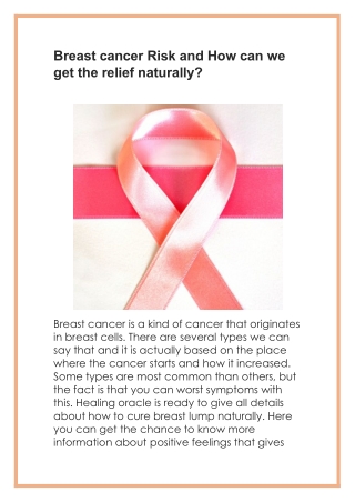 Breast cancer Risk and How can we get the relief naturally?