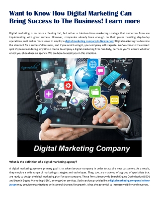 Want to Know How Digital Marketing Can Bring Success to The Business! Learn more