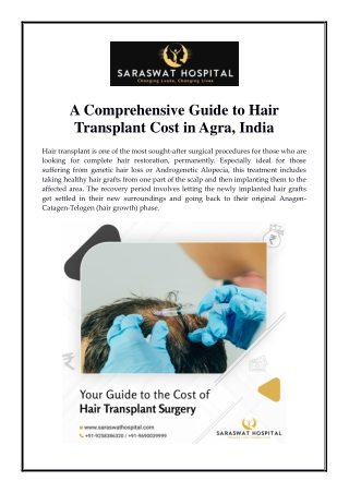 A Comprehensive Guide to Hair Transplant Cost in Agra, India