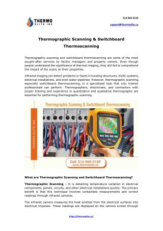 Thermographic Scanning & Switchboard Thermoscanning