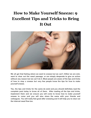 How to Make Yourself Sneeze 9 Excellent Tips and Tricks to Bring It Out