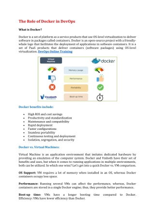 The Role of Docker in DevOps