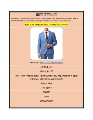 Best Suits in Hyderabad  Myperfectfit.co.in