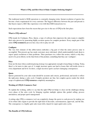 What is CPQ, and How Does it Make Complex Ordering Simpler