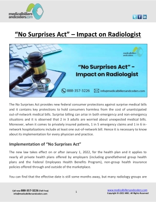 “No Surprises Act” – Impact on Radiologist