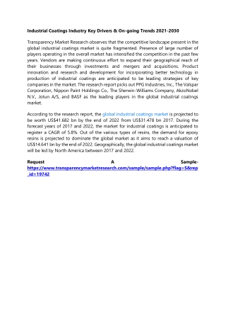 Industrial Coatings Industry Key Drivers & On-going Trends 2021-2030
